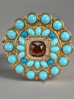 Gorgeous Stella & Dot Southwestern Bohemian Chic goldtone cuff bracelet